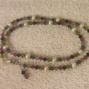 Artisan Multicolor Beaded Choker Style Necklace Lobster Claw Clasp 16"